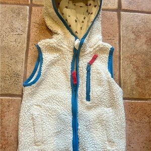 Boden Kids Sherpa Vest with Blue and Red Accents